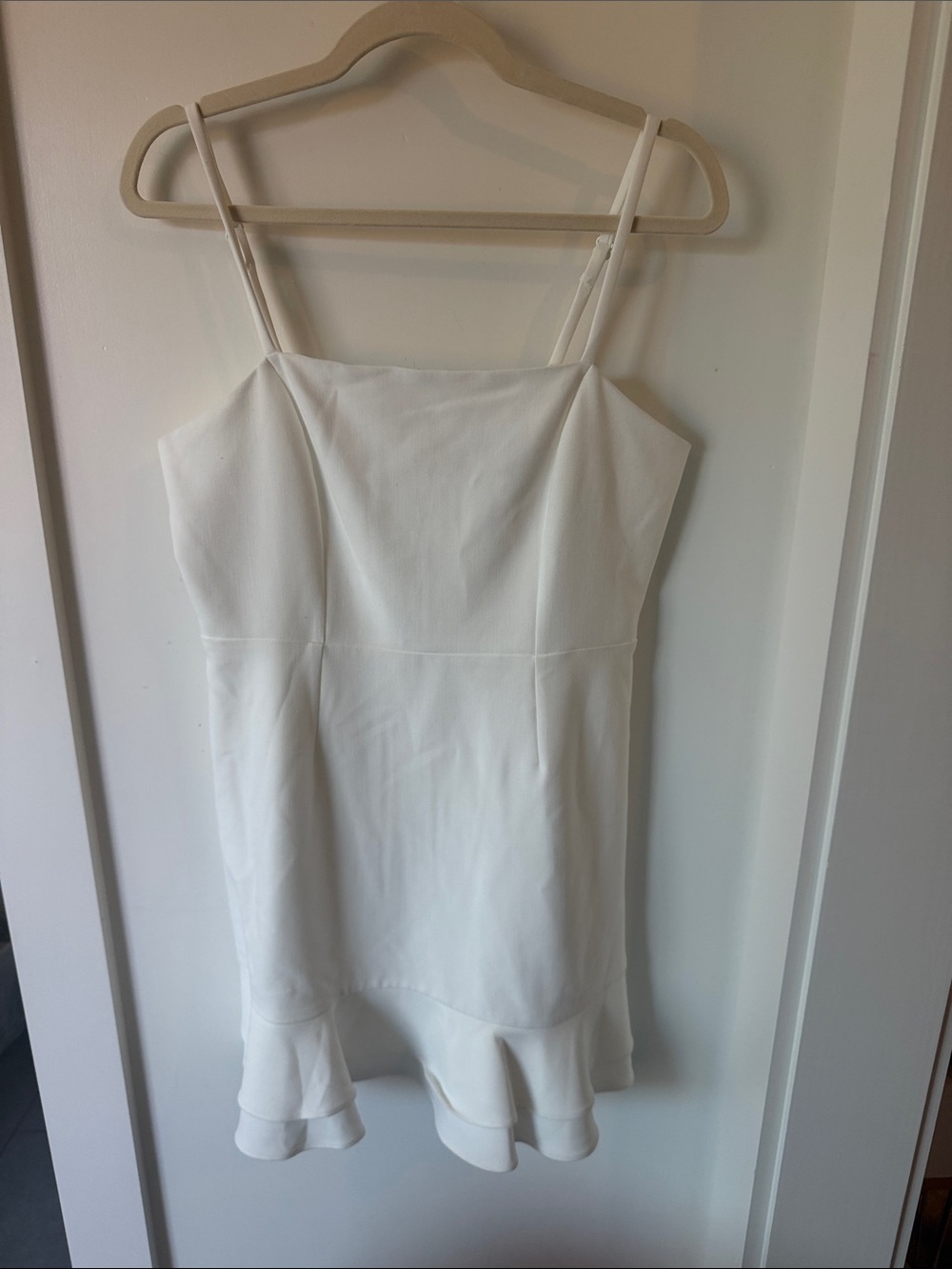 Nordstrom White Spaghetti-Strap Ruffle-Hem Camisole Dress